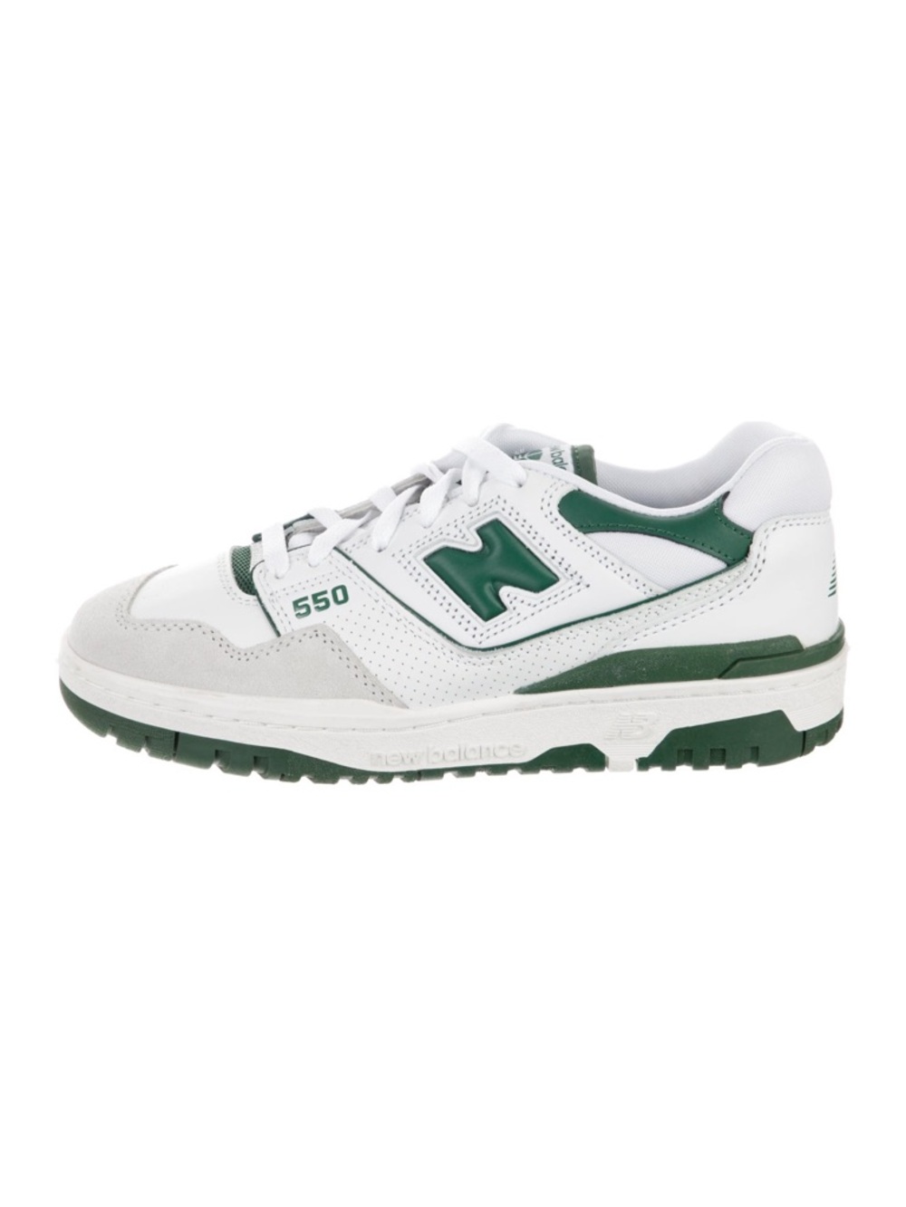 New Balance 550 White and Green Low-Top Sneakers